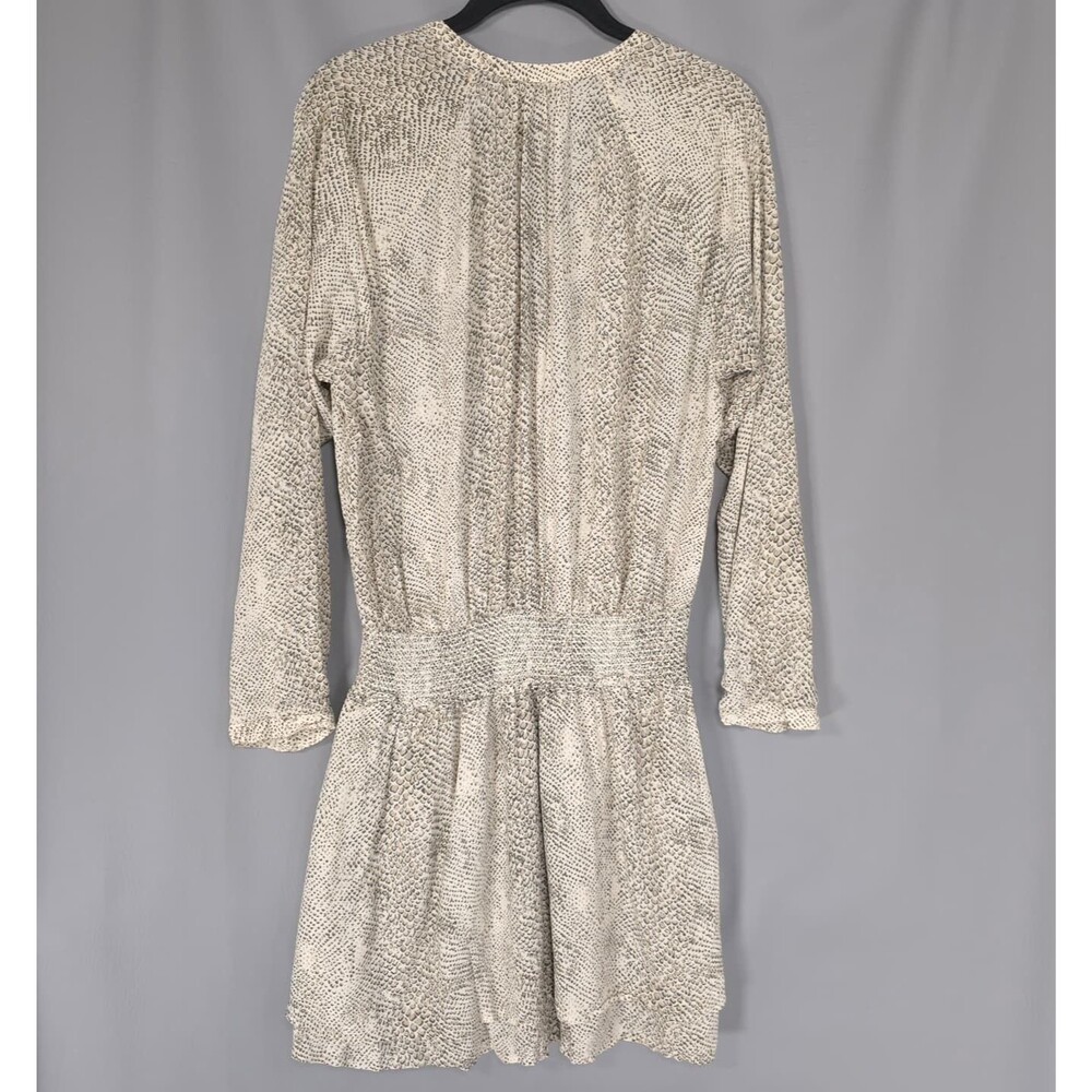 RAILS Women's Mini Dress LARGE Smocked Jasmine Cream Snakeskin‎ 923-148-2510 View 6